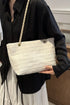 'Yara' Polyester Texture Chain Tote Bag - Celes Fashion